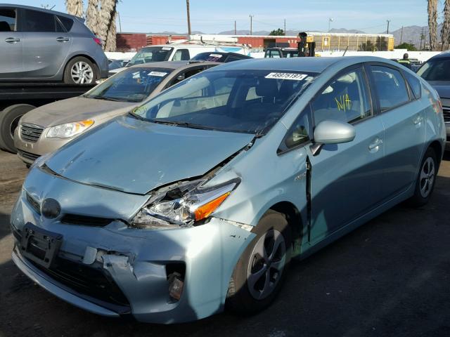 JTDKN3DU6F1936152 - 2015 TOYOTA PRIUS TEAL photo 2