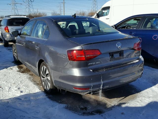 3VW637AJ9FM349761 - 2015 VOLKSWAGEN JETTA HYBR GRAY photo 3