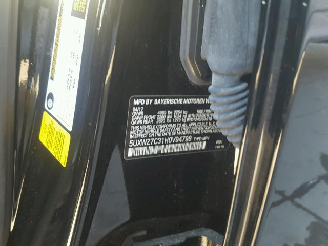 5UXWZ7C31H0V94798 - 2017 BMW X3 SDRIVE2 Қара фото 10