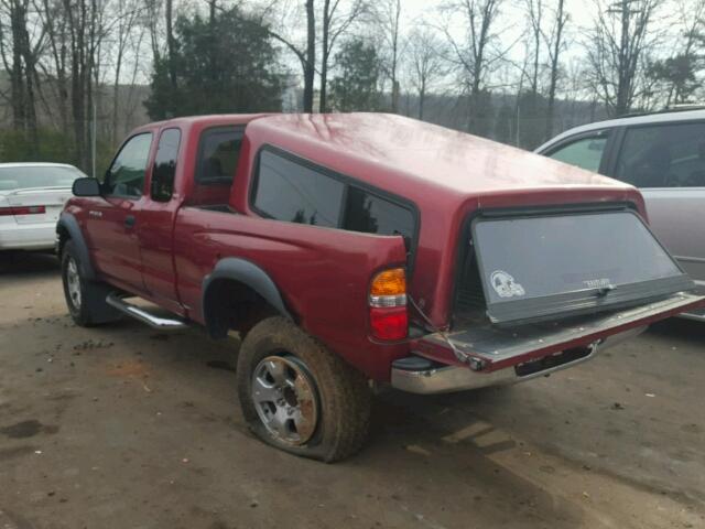 5TEWM72NX4Z363136 - 2004 TOYOTA TACOMA XTR RED photo 3