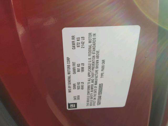 1G6YV34A155600855 - 2005 CADILLAC XLR RED photo 10