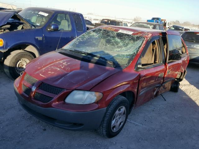 1B4GP25B71B109915 - 2001 DODGE CARAVAN SE RED photo 2