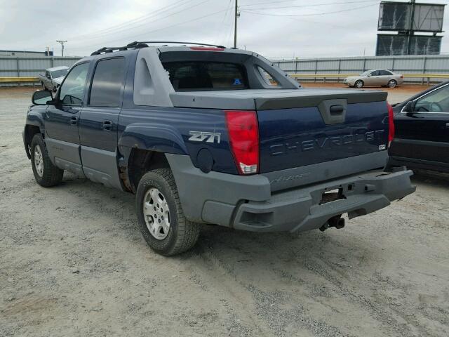 3GNEK13T82G260339 - 2002 CHEVROLET AVALANCHE BLUE photo 3