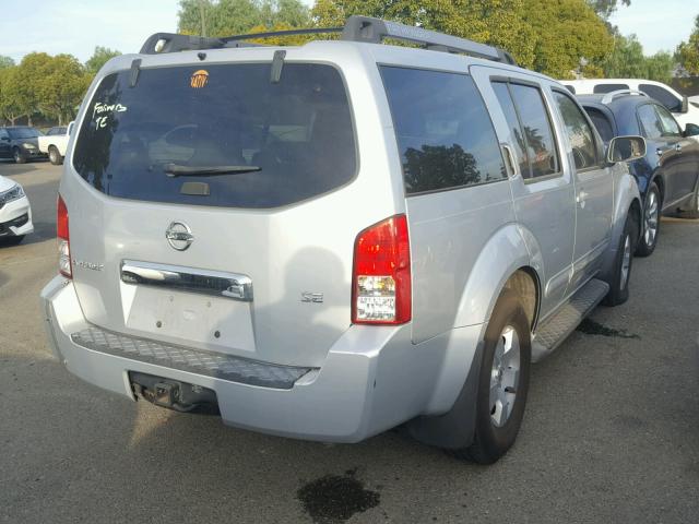 5N1AR18U37C615072 - 2007 NISSAN PATHFINDER SILVER photo 4