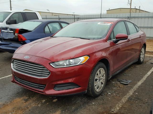 3FA6P0G75ER355199 - 2014 FORD FUSION S RED photo 2