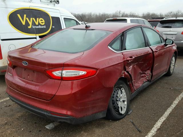 3FA6P0G75ER355199 - 2014 FORD FUSION S RED photo 4