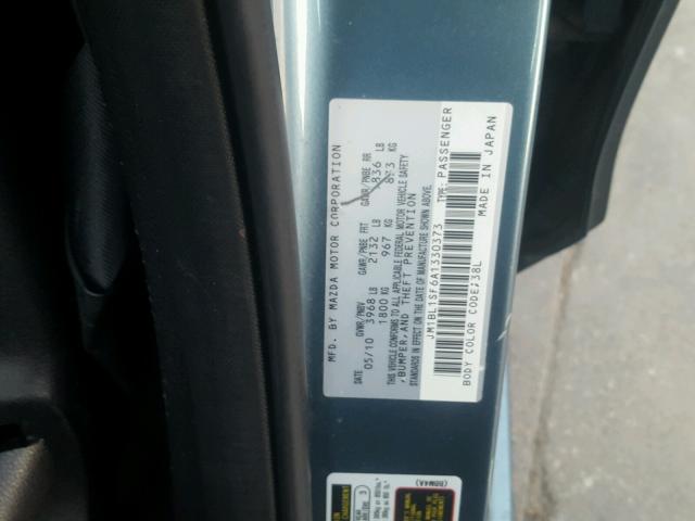 JM1BL1SF6A1330373 - 2010 MAZDA 3 I TEAL photo 10
