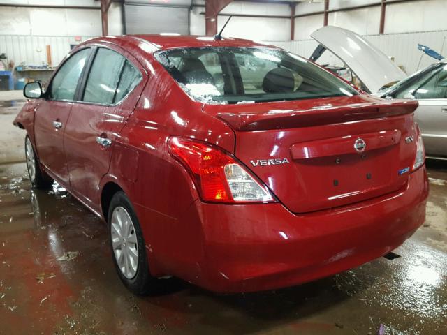 3N1CN7AP3DL876107 - 2013 NISSAN VERSA S RED photo 3