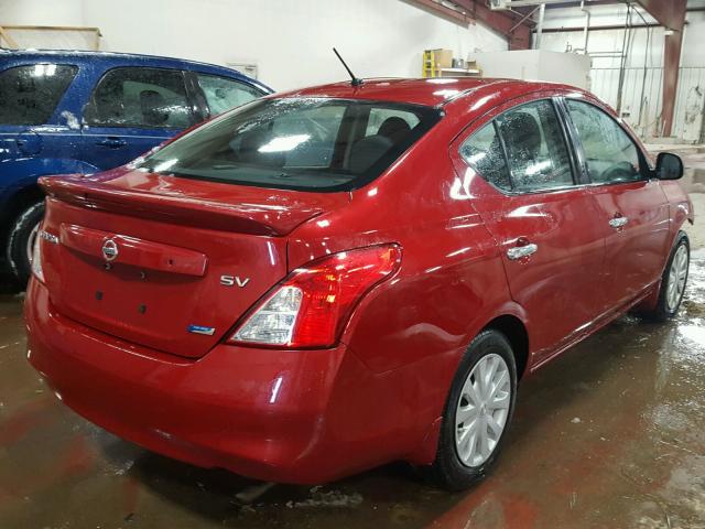 3N1CN7AP3DL876107 - 2013 NISSAN VERSA S RED photo 4