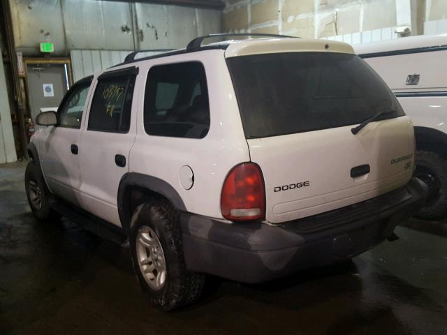 1D4HS38N83F593514 - 2003 DODGE DURANGO SP WHITE photo 3