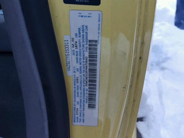 3VWCA21C6YM470540 - 2000 VOLKSWAGEN NEW BEETLE 黄色 照片 10