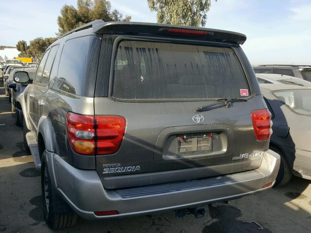 5TDBT44AX3S200346 - 2003 TOYOTA SEQUOIA SR GRAY photo 3