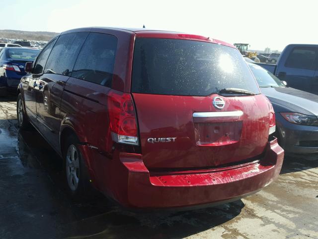 5N1BV28U27N104303 - 2007 NISSAN QUEST S RED photo 3