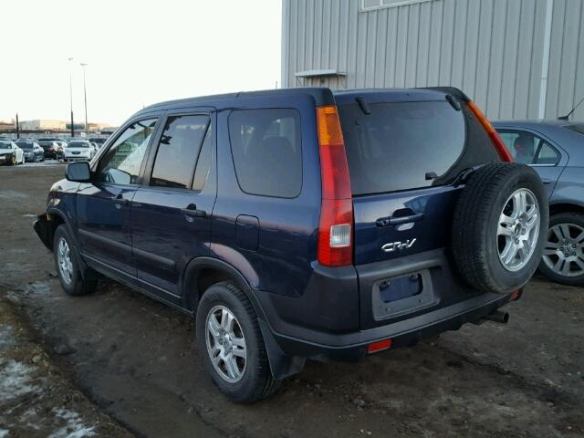 JHLRD78804C802540 - 2004 HONDA CR-V EX BLUE photo 3