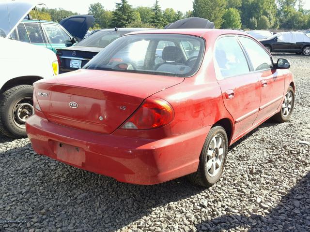 KNAFB121135263649 - 2003 KIA SPECTRA BA RED photo 4