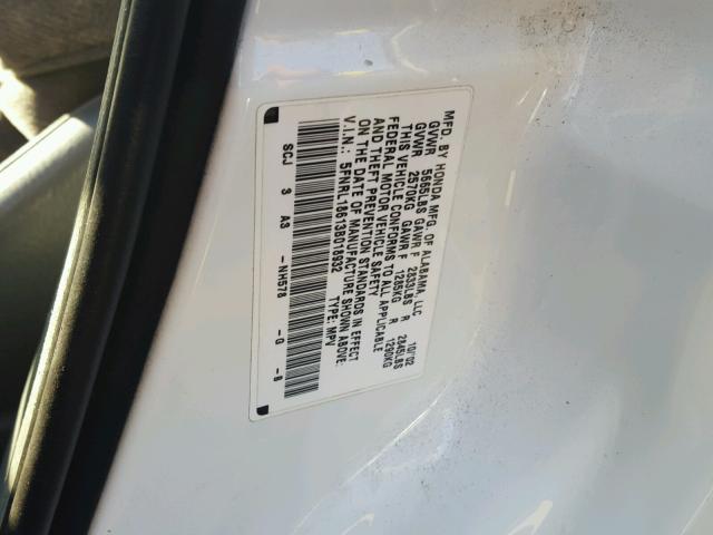 5FNRL18613B018932 - 2003 HONDA ODYSSEY EX WHITE photo 10