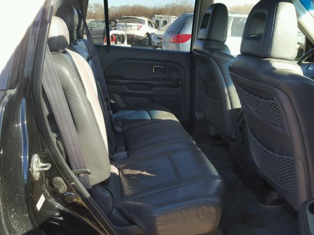 2HKYF18684H602931 - 2004 HONDA PILOT EXL BLACK photo 6