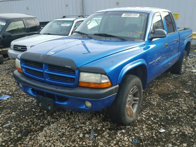 1B7HG2ANX1S225942 - 2001 DODGE DAKOTA QUA BLUE photo 2