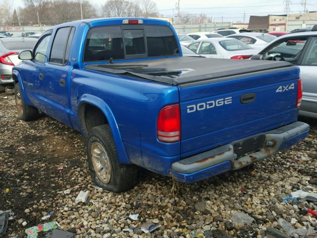 1B7HG2ANX1S225942 - 2001 DODGE DAKOTA QUA BLUE photo 3