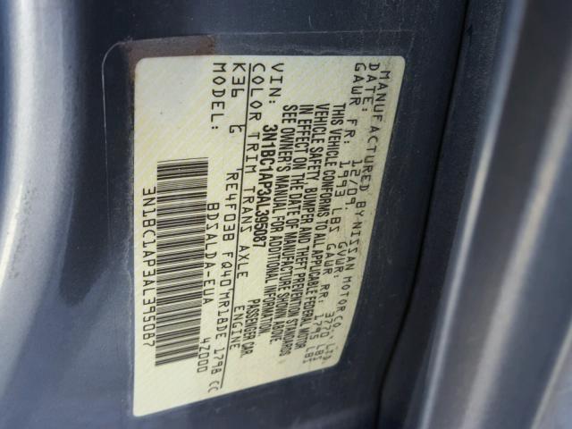 3N1BC1AP3AL395087 - 2010 NISSAN VERSA S SILVER photo 10