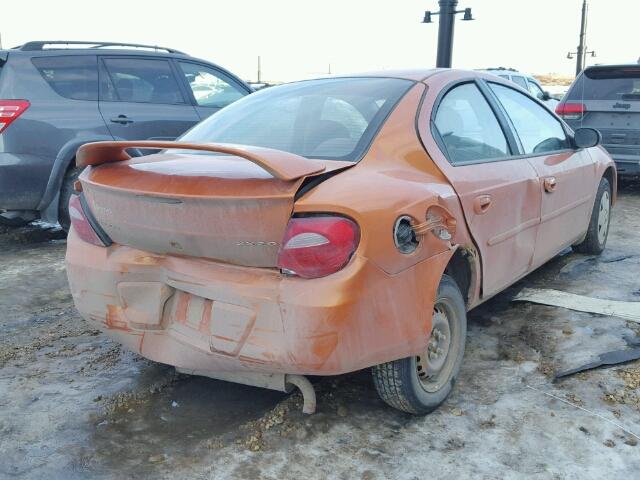 1B3ES46C55D217389 - 2005 DODGE NEON SX 2. ORANGE photo 4