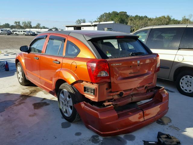 1B3HB48B27D305126 - 2007 DODGE CALIBER SX ORANGE photo 3