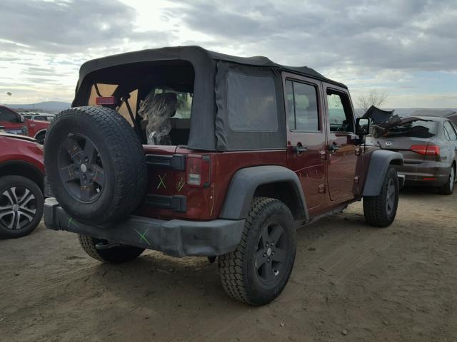 1J4GB39178L625540 - 2008 JEEP WRANGLER U MAROON photo 4