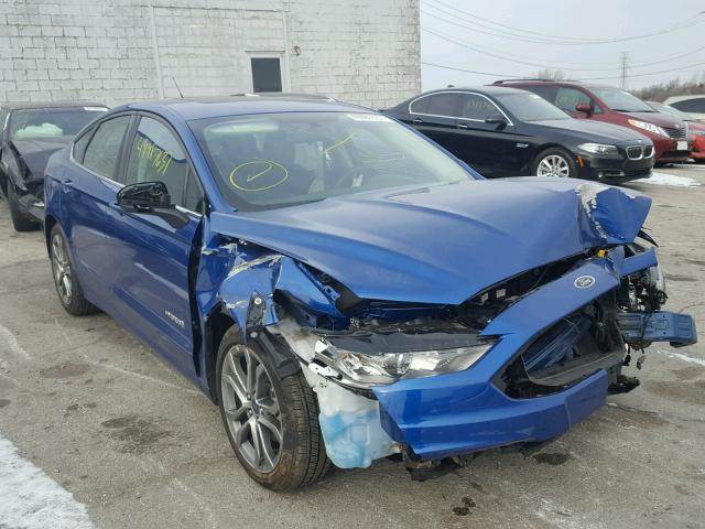 3FA6P0LU6HR382363 - 2017 FORD FUSION SE BLUE photo 1