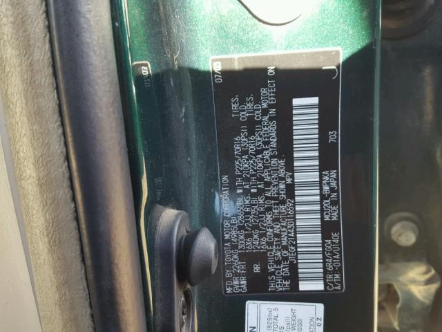 JTEGF21A430116592 - 2003 TOYOTA HIGHLANDER GREEN photo 10