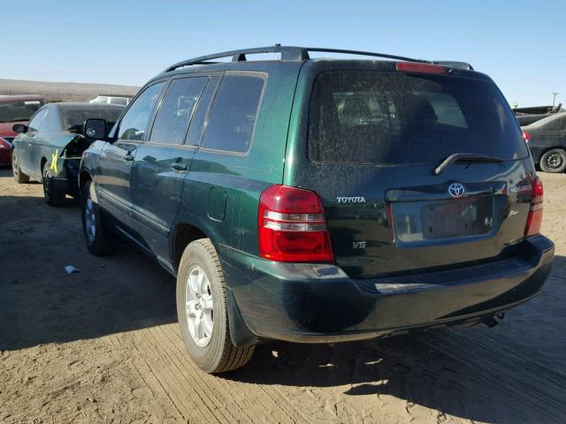 JTEGF21A430116592 - 2003 TOYOTA HIGHLANDER GREEN photo 3