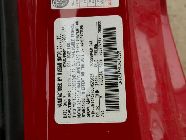 JN1AZ4EH5JM570525 - 2018 NISSAN 370Z BASE RED photo 10