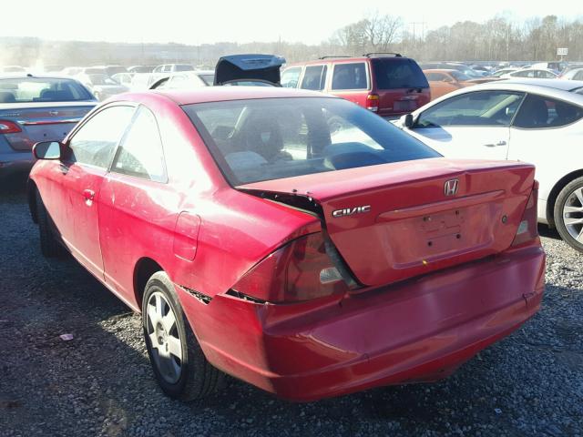 1HGEM229X2L053244 - 2002 HONDA CIVIC EX წითელი ფოტო 3