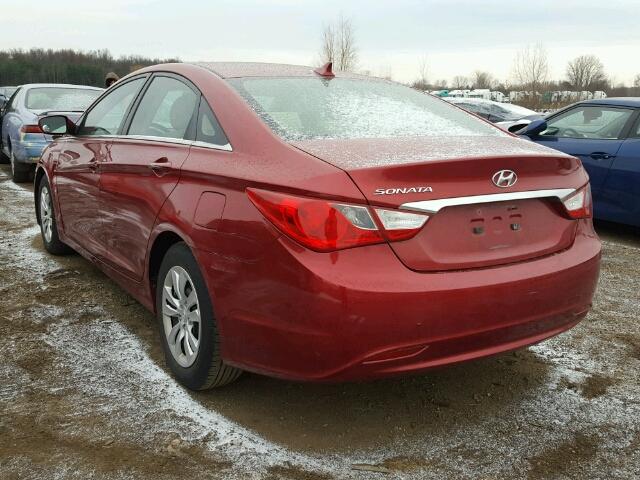 5NPEB4AC6BH093256 - 2011 HYUNDAI SONATA GLS RED photo 3