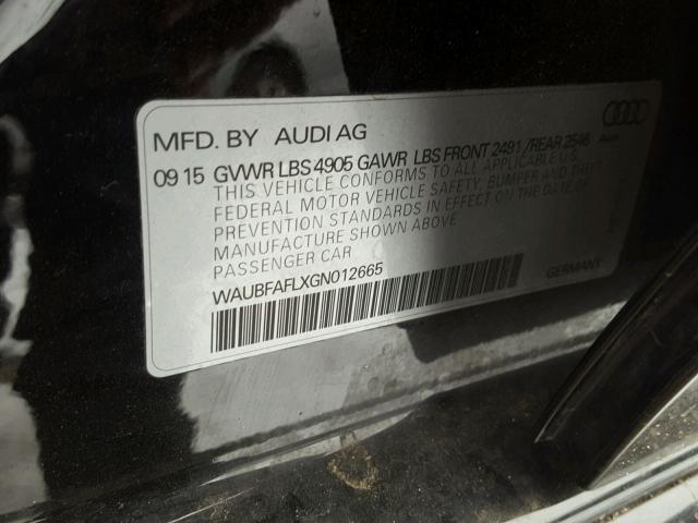 WAUBFAFLXGN012665 - 2016 AUDI A4 PREMIUM BLACK photo 10