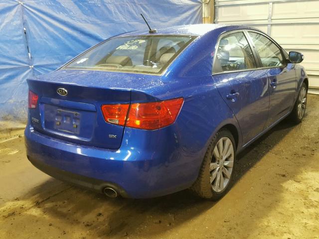 KNAFW4A33A5112379 - 2010 KIA FORTE SX BLUE photo 4