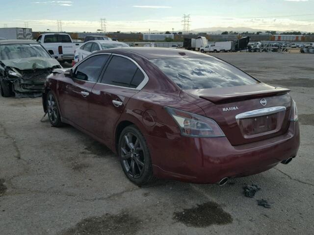 1N4AA5APXDC845183 - 2013 NISSAN MAXIMA S MAROON photo 3