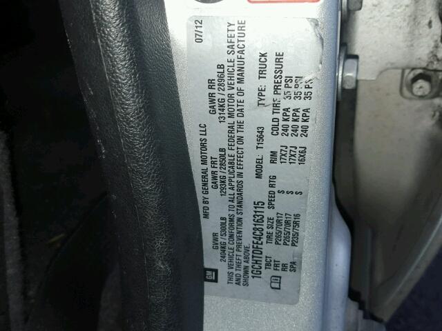 1GCHTDFE4C8163115 - 2012 CHEVROLET COLORADO L SILVER photo 10