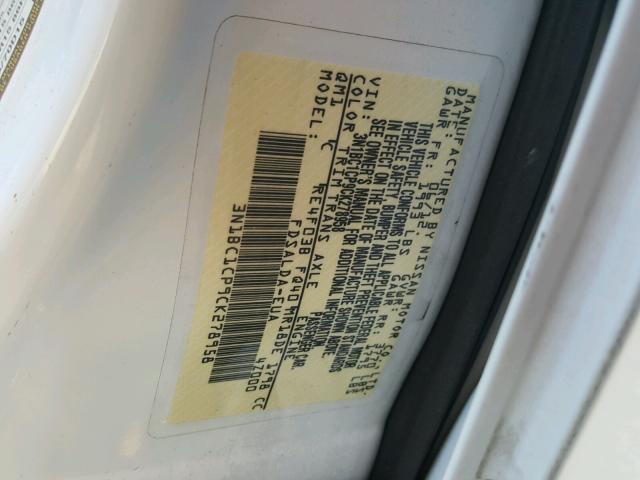 3N1BC1CP9CK278958 - 2012 NISSAN VERSA S WHITE photo 10