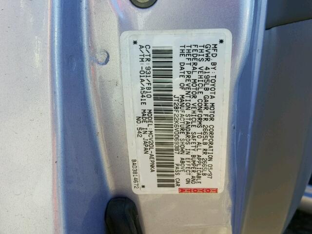 JT2BF22K6V0069387 - 1997 TOYOTA CAMRY LE SILVER photo 10