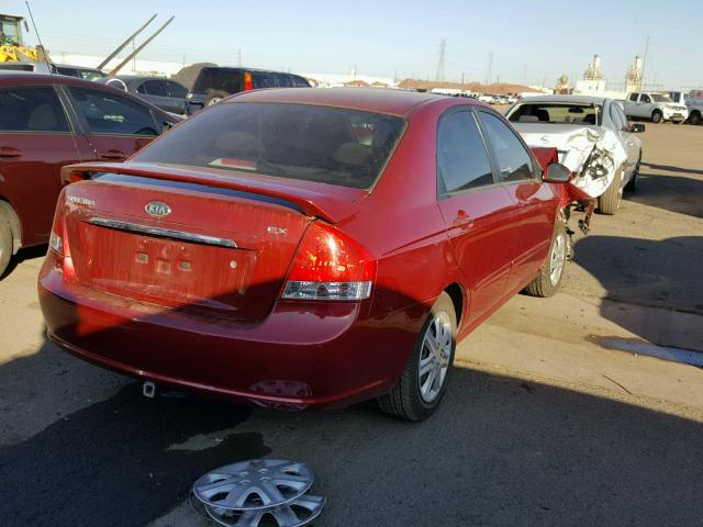 KNAFE221895626860 - 2009 KIA SPECTRA EX RED photo 4