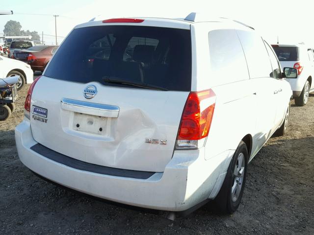 5N1BV28U08N118931 - 2008 NISSAN QUEST S WHITE photo 4