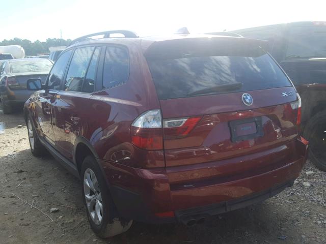 WBXPC934X9WJ28378 - 2009 BMW X3 XDRIVE3 BURGUNDY photo 3