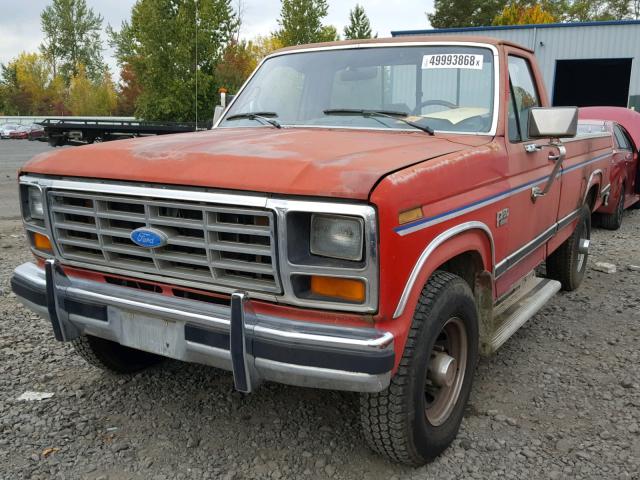 2FTHF25L9GCB17515 - 1986 FORD F250 RED photo 2