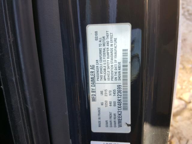 WMEEK31X48K123699 - 2008 SMART FORTWO PAS 蓝色 照片 10