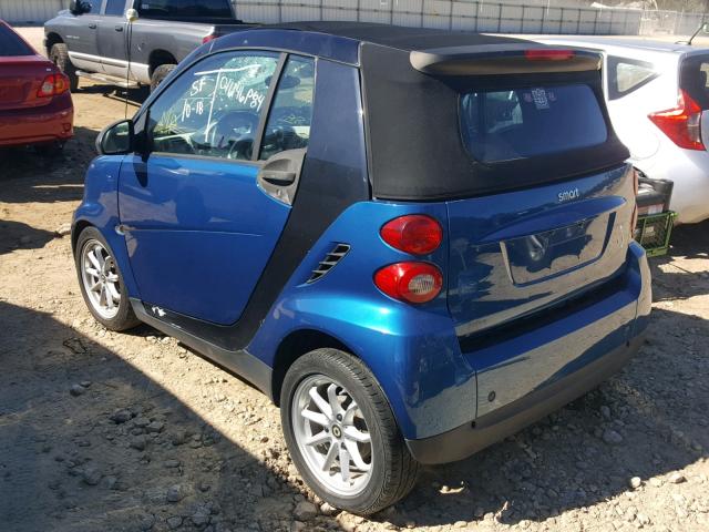 WMEEK31X48K123699 - 2008 SMART FORTWO PAS 蓝色 照片 3
