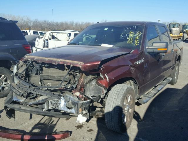 1FTRW12899KB82359 - 2009 FORD F150 SUPER MAROON photo 2