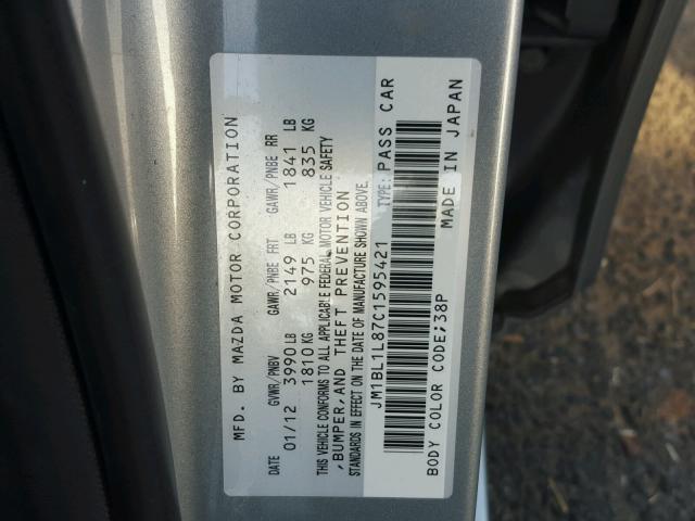 JM1BL1L87C1595421 - 2012 MAZDA 3 I SILVER photo 10