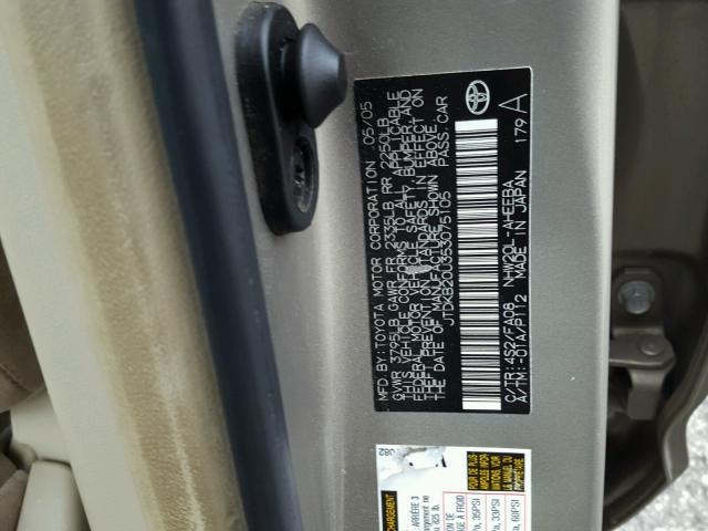 JTDKB20U353075105 - 2005 TOYOTA PRIUS GOLD photo 10