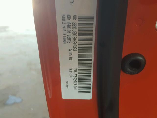 2B3CJ5DT3AH200333 - 2010 DODGE CHALLENGER ORANGE photo 10