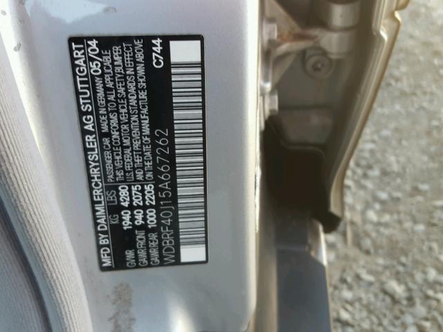 WDBRF40J15A667262 - 2005 MERCEDES-BENZ C 230K SPO SILVER photo 10